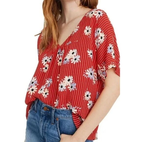 Madewell Tops - Madewell Rhyme Top in Daisy Society Blouse Size XS Flowy Drape Style Oversized